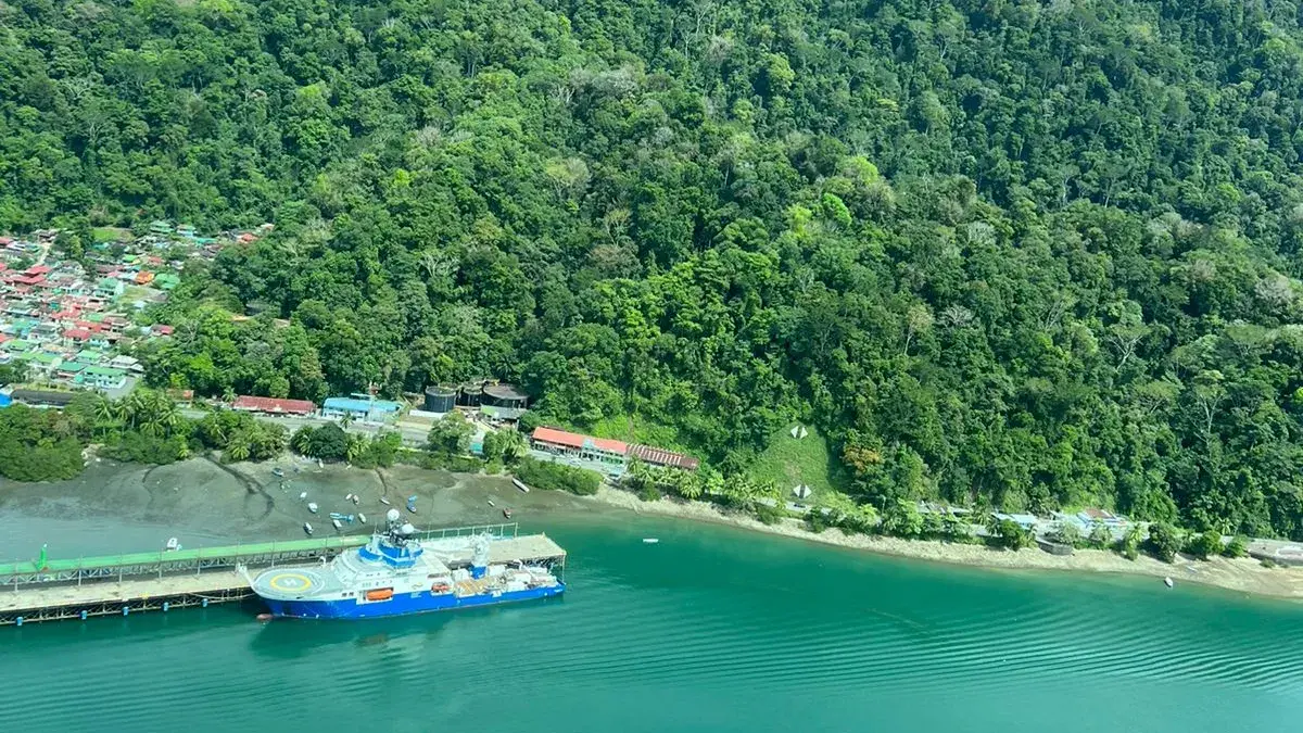 Falkor too anchored in Golfito, Costa Rica at the ending of expedition. Credit: Diva Amon 